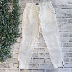 Vince White Zipper Linen Pants